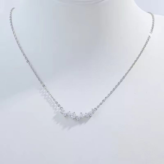 S925 Sterling Silver Zirconia O Necklace, Women Necklace Daily Chain Elegant Vintage Wedding Birthday Gift SL36
