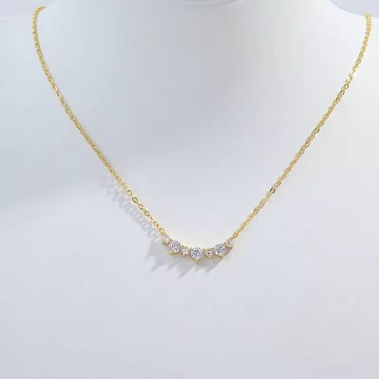S925 Sterling Silver Zirconia O Necklace, Women Necklace Daily Chain Elegant Vintage Wedding Birthday Gift SL36