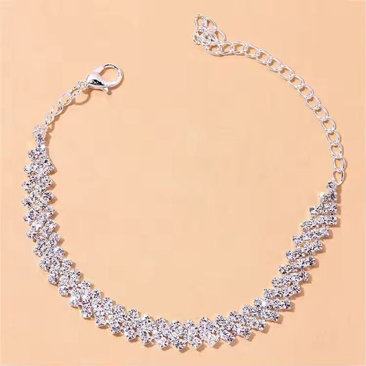 New Shining Cubic Zirconia Chain Anklet For Women Fashion Silver Color Ankle Bracelet Barefoot Sandals Foot Jewelry